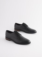 Noir - Chaussures Derby en cuir à bout rond - Image 2 of 6