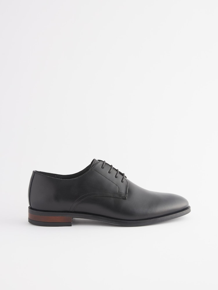 Noir - Chaussures Derby en cuir à bout rond - Image 3 of 6
