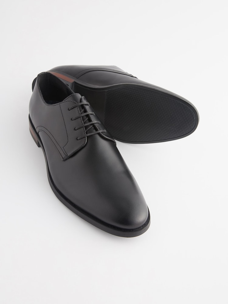 Noir - Chaussures Derby en cuir à bout rond - Image 4 of 6