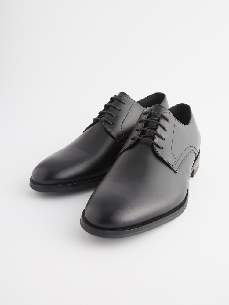Noir - Chaussures Derby en cuir à bout rond - Image 5 of 6