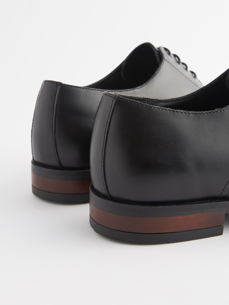 Black Leather Round Toe Derby Shoes - Image 6 of 6 Black Leather Round Toe Derby Shoes - Image 6 of 6