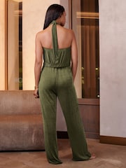 Green Rochelle Halter Neck Jumpsuit - Image 3 of 6