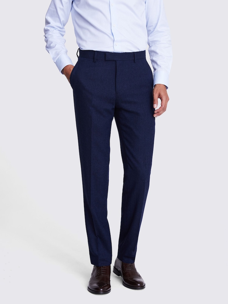 MOSS Ink Blue Tailored Fit Herringbone Suit Trousers - Image 1 of 4 MOSS Ink Blue Tailored Fit Herringbone Suit Trousers - Image 1 of 4