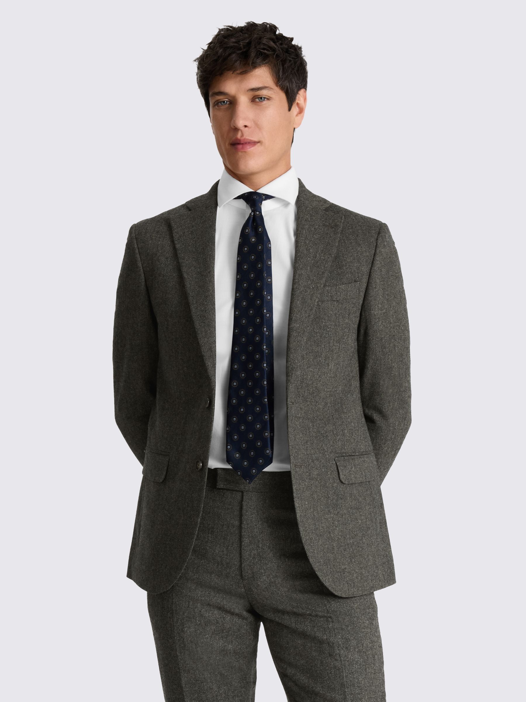 Buy MOSS Olive Tailored Fit Herringbone Suit Jacket from Next USA