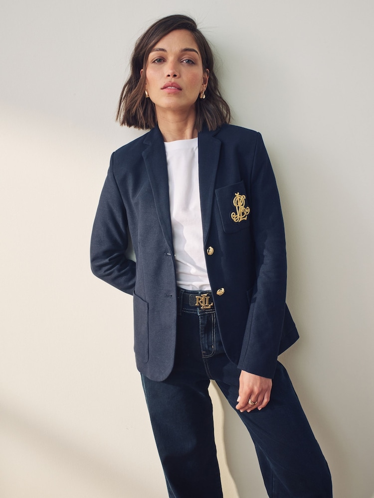Azul marino - Chaqueta tipo blazer con logo de escudo Anfisa de Lauren Ralph Lauren - Imagen 1 de 6