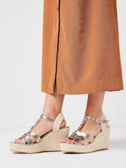 Metallic Signature T-Bar Espadrille Wedges - Image 1 of 7