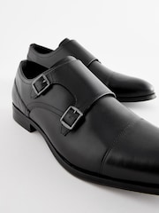 Black Leather Double Monk Shoes - Image 5 of 6