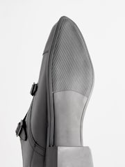 Black Leather Double Monk Shoes - Image 6 of 6