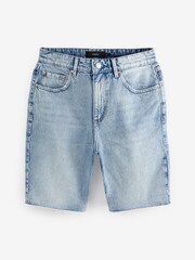 Bleach Blue High Rise Straight Denim Shorts - Image 1 of 1