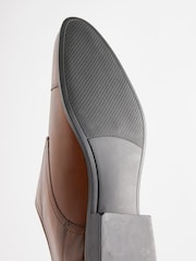 Tan Brown Leather Double Monk Shoes - Image 6 of 7