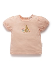 Purebaby Pink Bunny Puffed Sleeve T-Shirt - Image 3 of 6