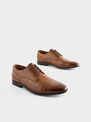 Tan Brown Standard Fit Leather Derby Toe Cap Shoes - Image 2 of 6
