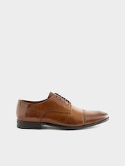 Tan Brown Standard Fit Leather Derby Toe Cap Shoes - Image 3 of 6
