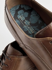 Tan Brown Standard Fit Leather Derby Toe Cap Shoes - Image 6 of 6