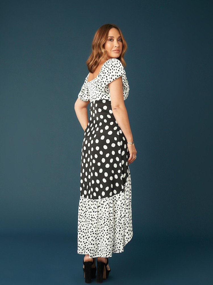 Myleene Klass Gepunktetes Midikleid, Schwarz - Bild 2 von 5