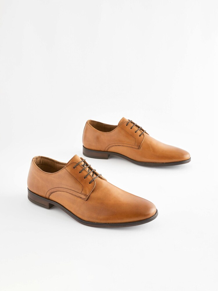 Marron fauve - Chaussures Derby en cuir à bout rond - Image 3 of 6