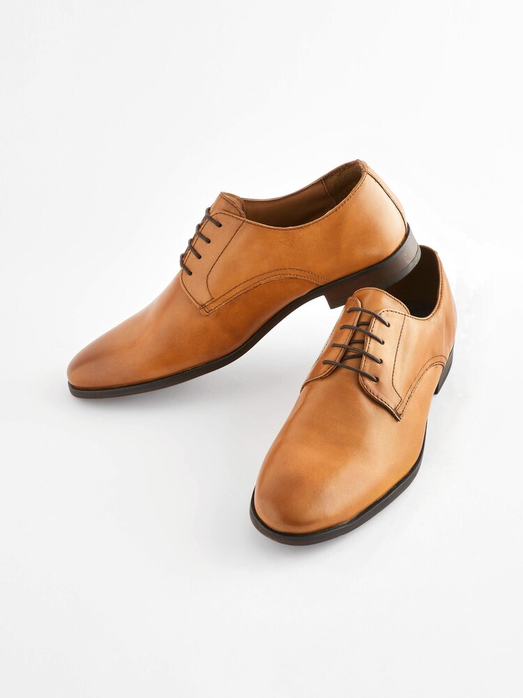 Marron fauve - Chaussures Derby en cuir à bout rond - Image 4 of 6