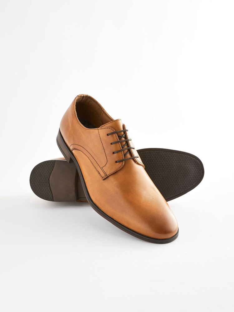 Marron fauve - Chaussures Derby en cuir à bout rond - Image 5 of 6