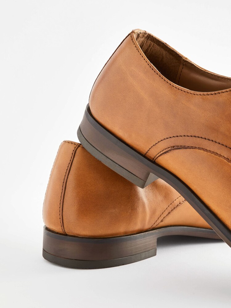 Marron fauve - Chaussures Derby en cuir à bout rond - Image 6 of 6