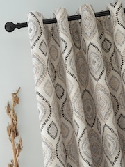 Pineapple Elephant Natural Ziri Eyelet 100% Cotton Curtains - Image 1 of 5