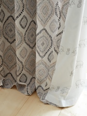 Pineapple Elephant Natural Ziri Eyelet 100% Cotton Curtains - Image 4 of 5
