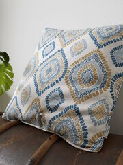 Pineapple Elephant Teal Blue 100% Cotton Ziri Cushion - Image 1 of 4