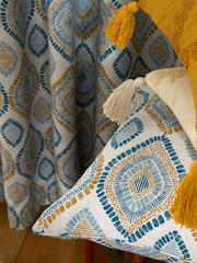 Pineapple Elephant Teal Blue 100% Cotton Ziri Cushion - Image 2 of 4