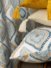 Pineapple Elephant Teal Blue 100% Cotton Ziri Cushion - Image 3 of 4