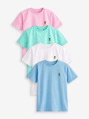 Pastels Short Sleeve Stag Embroidered T-Shirts 4 Pack (3-16yrs) - Image 1 of 1