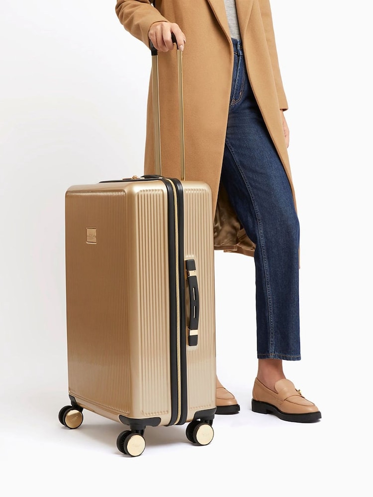 Dune London Gold Olive Medium Suitcase - Image 1 of 6