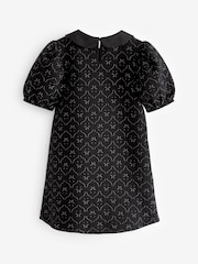 Black/Gold Collar Detail Jacquard Texture Jersey Dress (1.5-16yrs) - Image 6 of 7