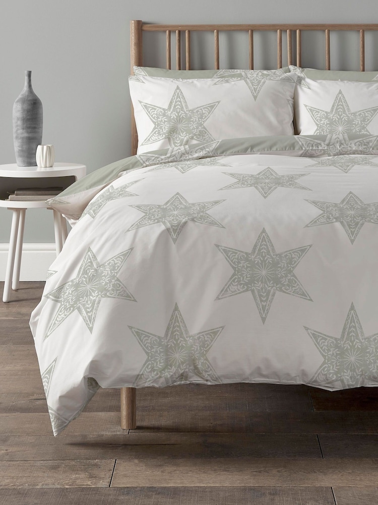 Copenhagen Home Silver Star Duvet Cover and Pillowcase Set - Image 1 of 2