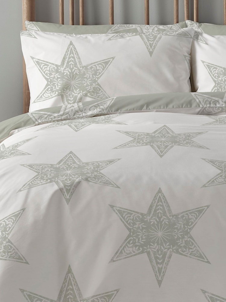 Copenhagen Home Silver Star Duvet Cover and Pillowcase Set - Image 2 of 2