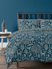 Copenhagen Home Blue Fable Christmas Duvet Cover and Pillowcase Set - Image 1 of 2