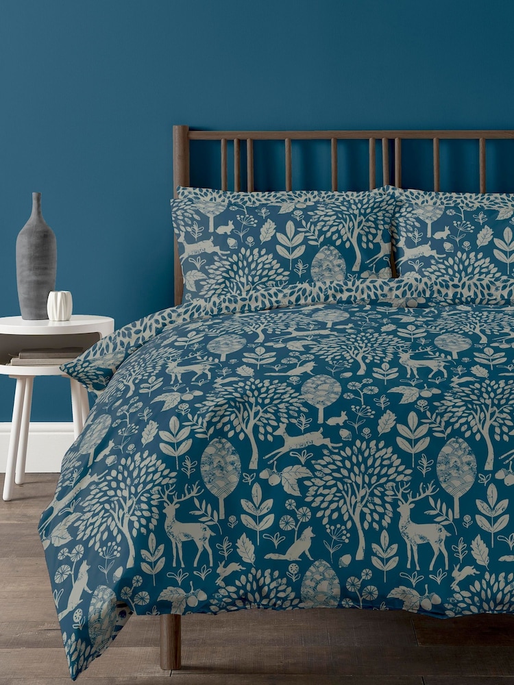 Copenhagen Home Blue Fable Christmas Duvet Cover and Pillowcase Set - Image 1 of 2