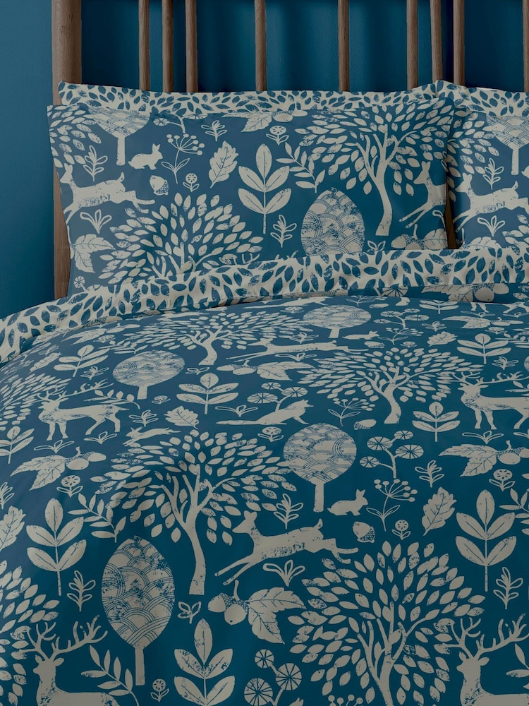 Copenhagen Home Blue Fable Christmas Duvet Cover and Pillowcase Set - Image 2 of 2