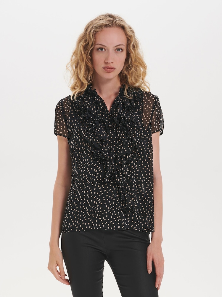 Saint Tropez Black Lilly Drea Short Sleeve Blouse - Image 1 of 7 Saint Tropez Black Lilly Drea Short Sleeve Blouse - Image 1 of 7