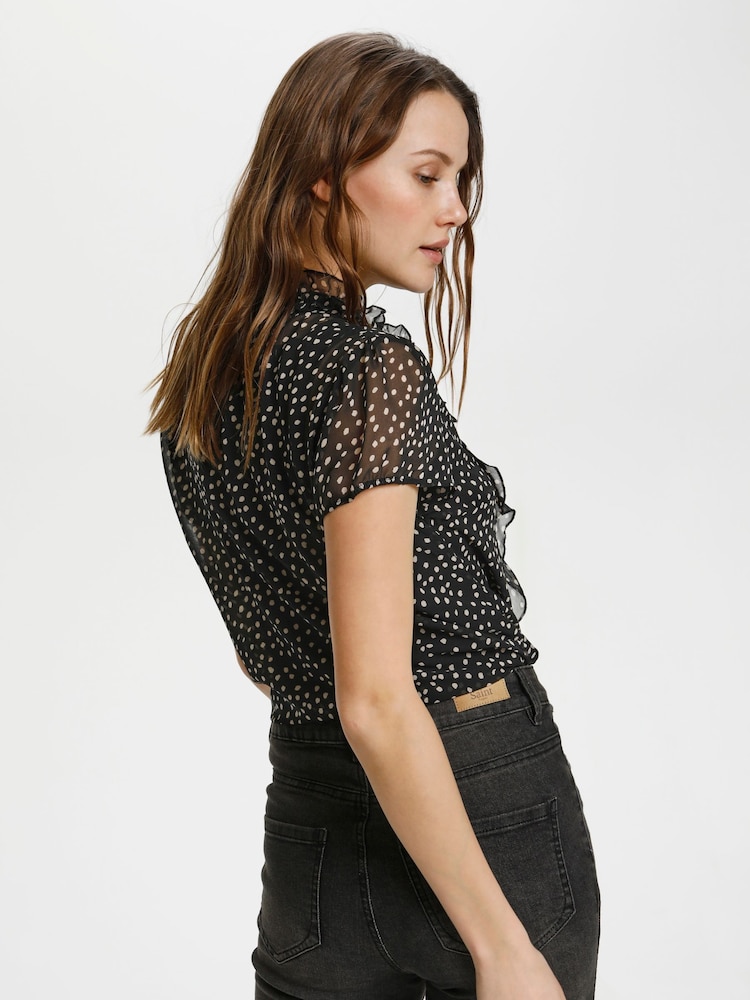 Saint Tropez Black Lilly Drea Short Sleeve Blouse - Image 2 of 7 Saint Tropez Black Lilly Drea Short Sleeve Blouse - Image 2 of 7