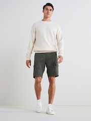 Khaki Green 100% Cotton Cargo Shorts - Image 28 of 38
