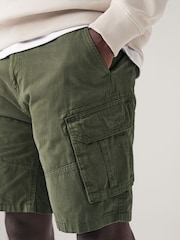 Khaki Green 100% Cotton Cargo Shorts - Image 4 of 5