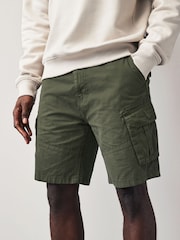 Khaki Green 100% Cotton Cargo Shorts - Image 6 of 38