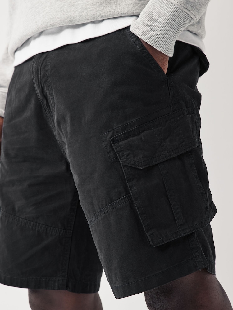 Black 100% Cotton Cargo Shorts - Image 4 of 9