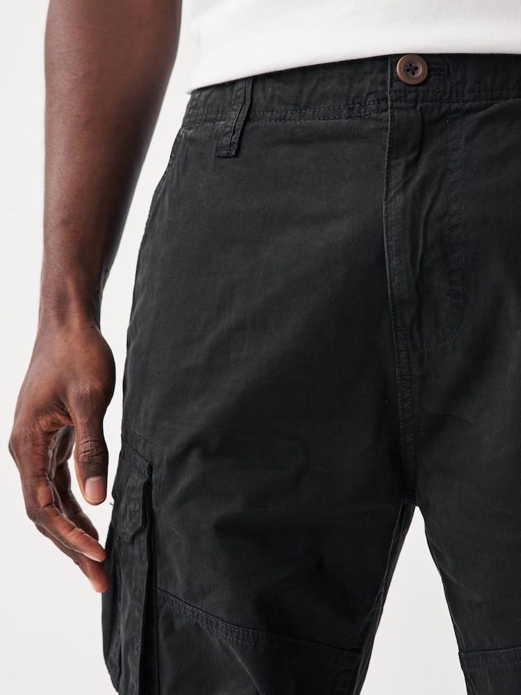 Black 100% Cotton Cargo Shorts - Image 5 of 9
