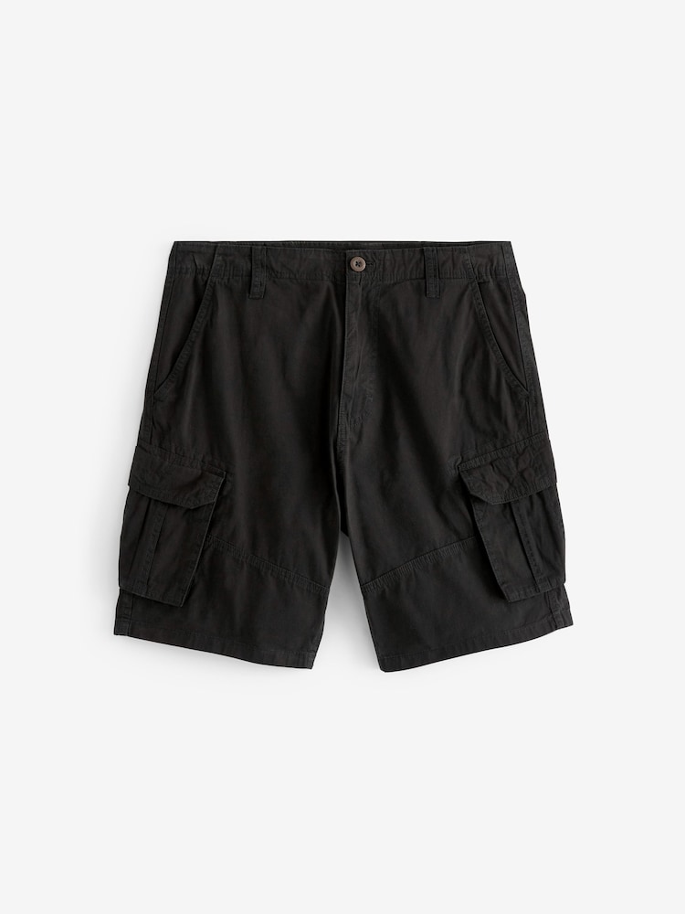 Black 100% Cotton Cargo Shorts - Image 6 of 9
