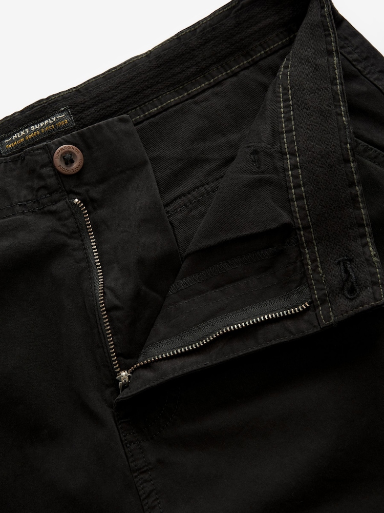 Black 100% Cotton Cargo Shorts - Image 7 of 9