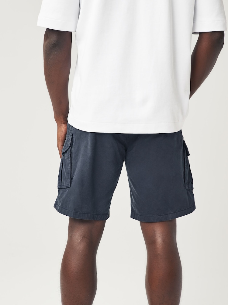 Navy Blue 100% Cotton Cargo Shorts - Image 3 of 7