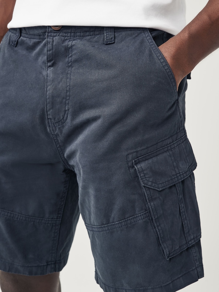 Navy Blue 100% Cotton Cargo Shorts - Image 4 of 7