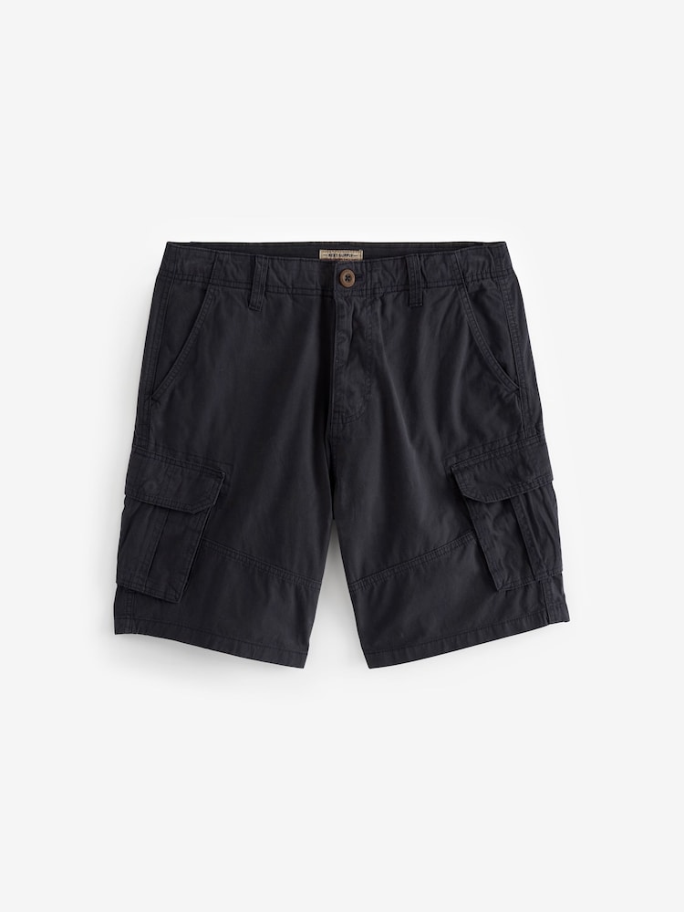 Navy Blue 100% Cotton Cargo Shorts - Image 5 of 7