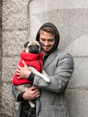 Red Hugo & Hudson Reversible Padded Dog Coat - Image 1 of 4