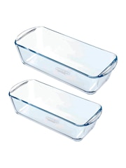 Pyrex Set of 2 Clear Bake & Enjoy Glass Loaf Dishes - Image 1 of 3